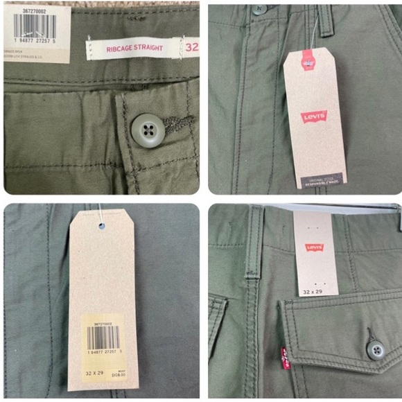 NEW LEVI'S Ribcage Straight Ankle Utility Pants in Khaki-Green Size 32 X 29 NWT - Picture 8 of 16